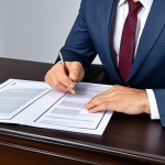 ** AI assisting lawyers with document review and legal research in a modern law firm.

**