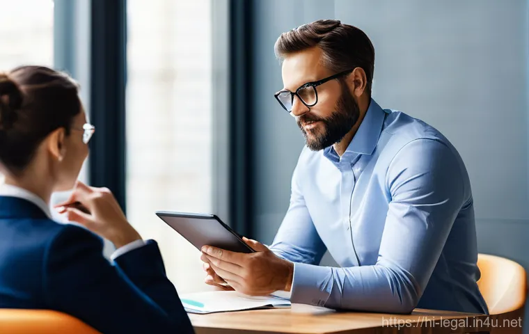 법률 실무 자문가의 경력 발전 - **Prompt 2: Collaborative Legal Minds in a Digital Hub**
    A diverse group of three legal professi...