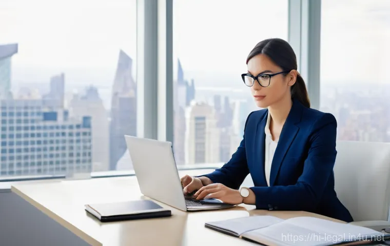 법률 자문가의 성공적인 직무 수행법 - **Prompt 1: The Modern Digital Legal Professional**

    "A highly professional and confident legal ...