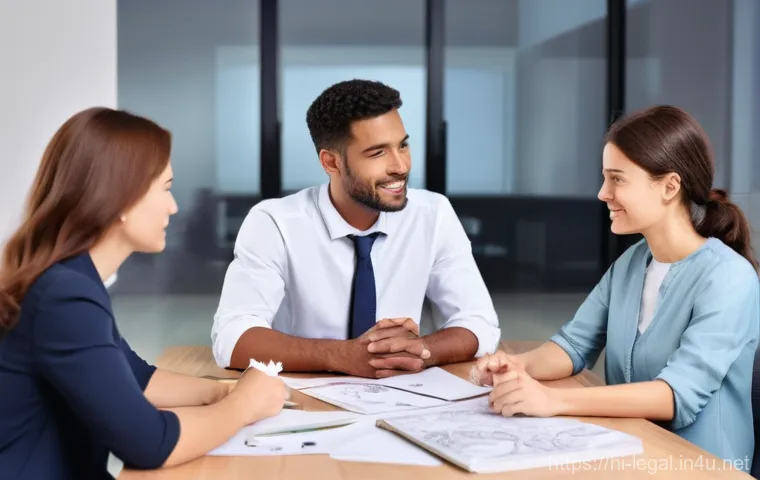 법률 자문가의 클라이언트 대응 전략 - **Prompt:** A diverse young female lawyer, wearing a contemporary business blouse and dark skirt, is...