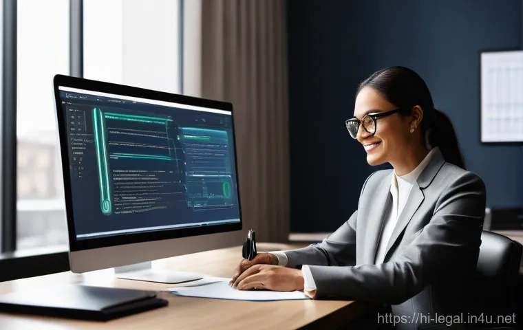 법률 실무에서의 효율성 증대 방법 - **Prompt:** A focused, professional lawyer, possibly of South Asian descent, meticulously conducting...