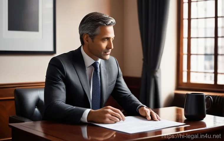 법률 자문가의 성공적인 업무 수행 - **Modern Legal Professional in a High-Tech Office:** A professional female lawyer in her late 30s, d...