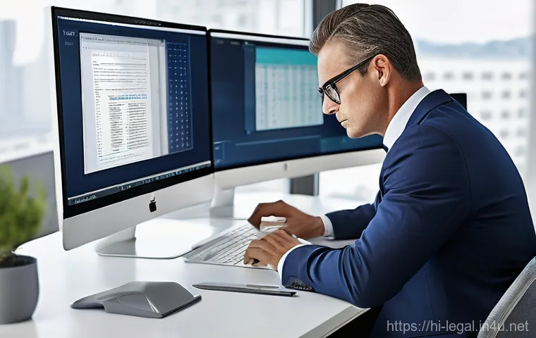 법률 자문가의 사건 관리법 - **Prompt:** A dedicated female lawyer, in her late 30s, dressed in a professional business suit, sit...