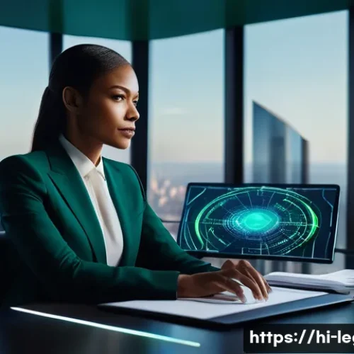 법률 자문가 실무 트렌드 - **Prompt:** A highly detailed, professional full shot of a diverse, modern female lawyer, in her lat...