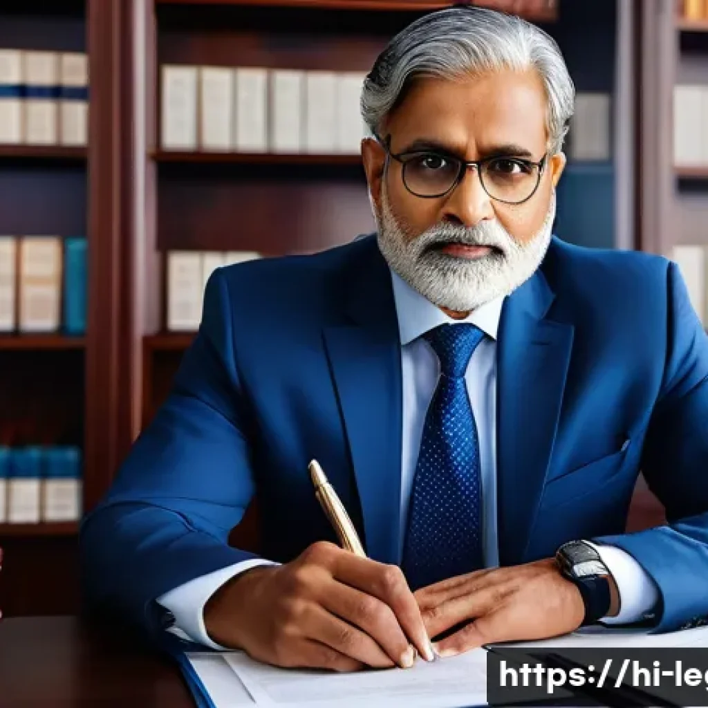 법률 자문가의 직무 세부 사항 - A professional Indian legal advisor, dressed in formal business attire, thoughtfully analyzing compl...