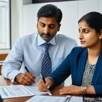Home 22 법률 자문가의 주요 업무 책임 - A professional Indian legal advisor consulting with a middle-aged Hindi-speaking client in a modern ...