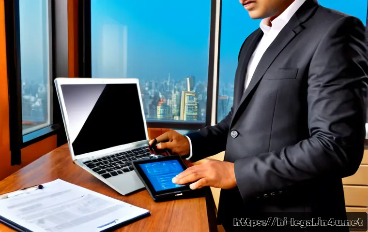법률 실무의 새로운 동향 - Photorealistic modern legal practice in India, a confident Indian lawyer reviewing a digital case-ma...